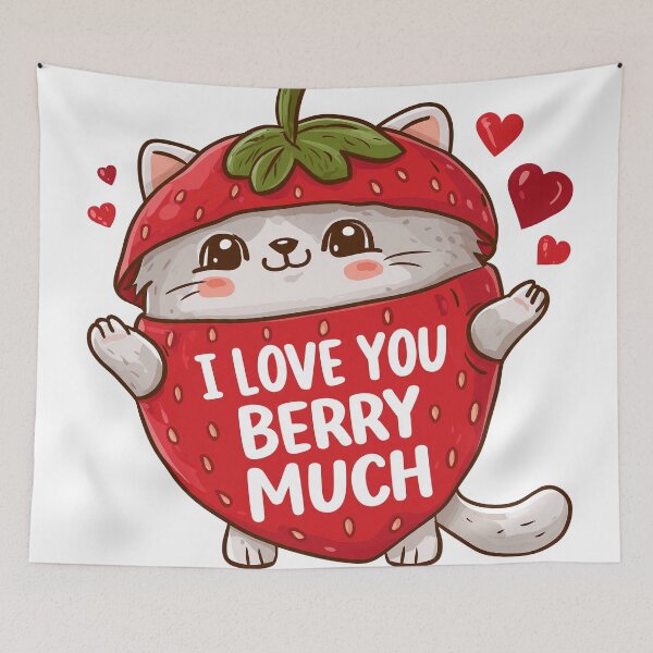 Item preview, Kawaii Strawberry Cat  designed and sold by Living Positive With Dan.