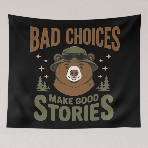 Item preview, Funny Graphic Tees Retro Bear Bad Choices Make Good Stories designed and sold by Colorfulman.