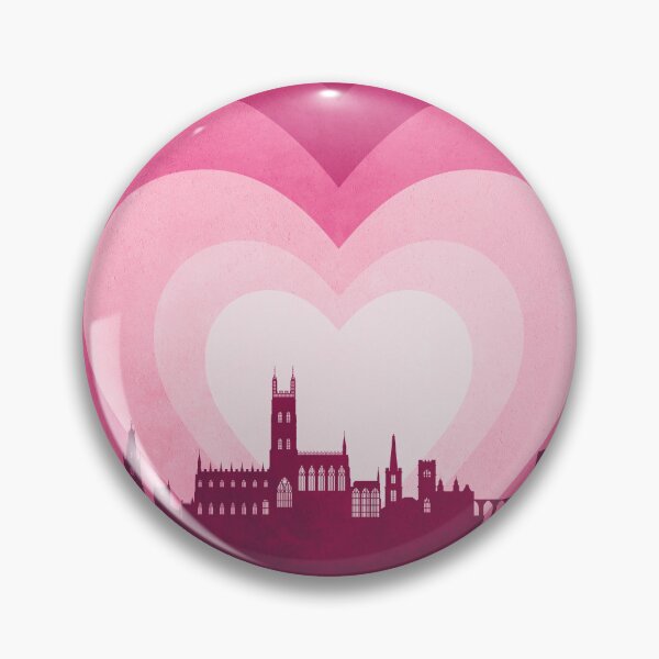 Item preview, Gloucester England Skyline Hearts Pink designed and sold by ArtPrints.