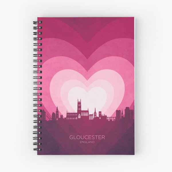 Artikelvorschau, Gloucester, England – Skyline mit rosa Herzen entworfen und verkauft von ArtPrints.
