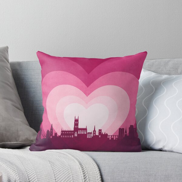 Item preview, Gloucester England Skyline Hearts Pink designed and sold by ArtPrints.