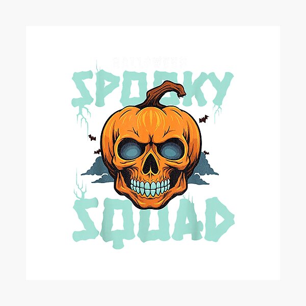 Item preview, Pumpkin Skull Halloween Spooky Squad Graphic Youth & Adults T-Shirt designed and sold by gidget-gadget.