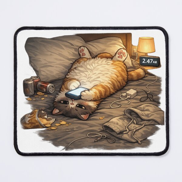 Item preview, Funny Late Night Phone Scrolling Cat designed and sold by UvooArt.