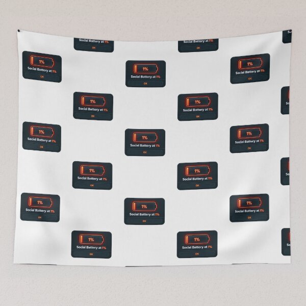 Item preview, Social Battery at 1% Introvert Humor designed and sold by KAYJAY DESIGNS.