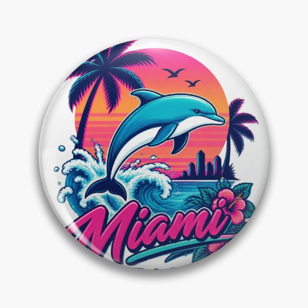 Item preview, Miami Beach Dolphin Retro Vintage Style Ocean Design designed and sold by Pokenus.