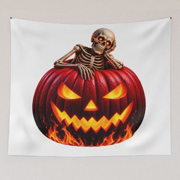 Item preview, halloween pumpkin red with skeleton designed and sold by natalik2024.
