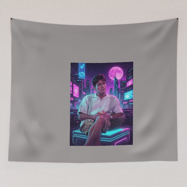 Item preview, Charlie Sheen Sitting on Couch Portrait-37 designed and sold by ManuelaKuck.