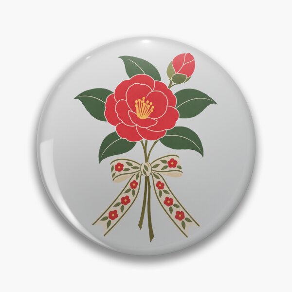 Item preview, Red Camellia Flower with Decorative Floral Ribbon designed and sold by hattie's.