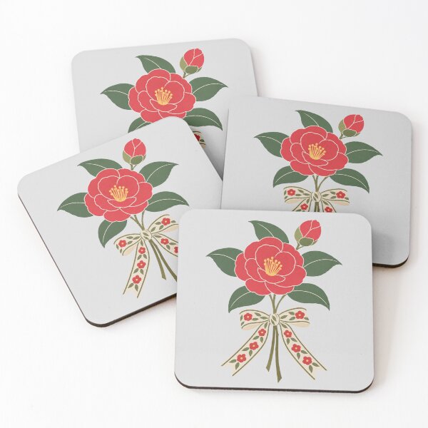 Item preview, Red Camellia Flower with Decorative Floral Ribbon designed and sold by hattie's.