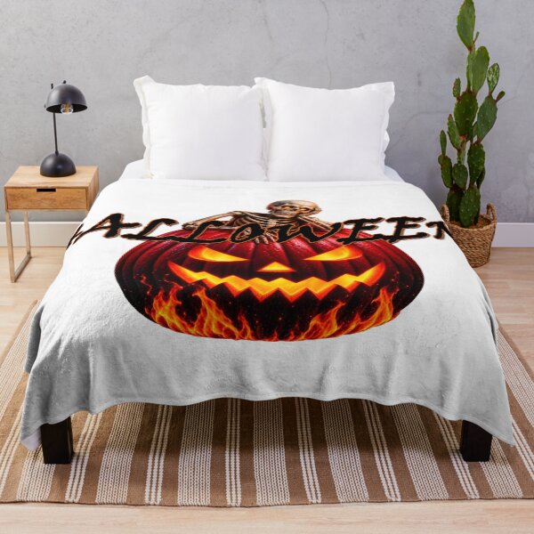 Item preview, halloween pumpkin red with skeleton with black lettering designed and sold by natalik2024.