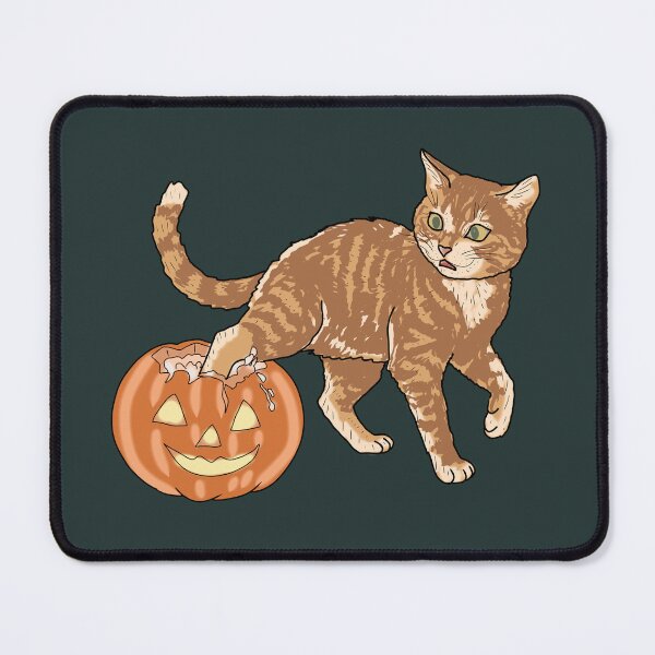 Item preview, Halloween Cat Stuck in Pumpkin, cottagecore Ginger Cat Autumn Art, spooky Season Pet Illustration designed and sold by LeshanArt.