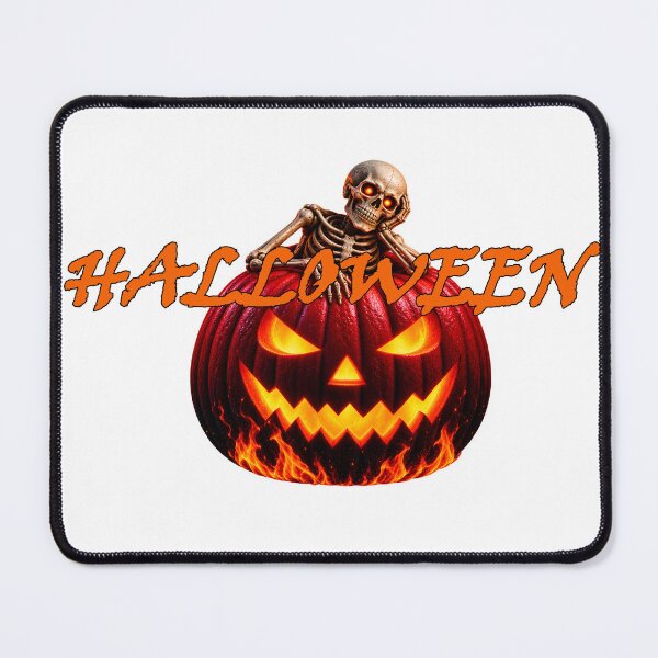 Item preview, halloween pumpkin red with skeleton with orange lettering designed and sold by natalik2024.