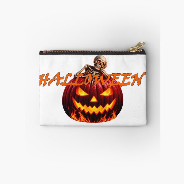 Item preview, halloween pumpkin red with skeleton with orange lettering designed and sold by natalik2024.