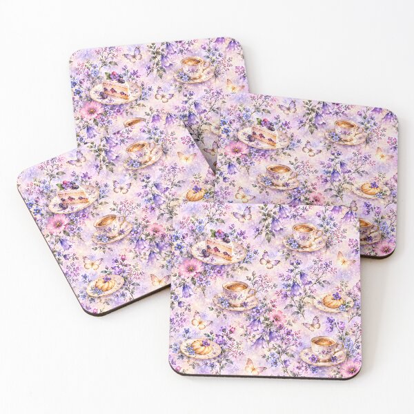 Item preview, Lavender Coffee Garden with Berry Cake and Butterflies designed and sold by Yeanishi.