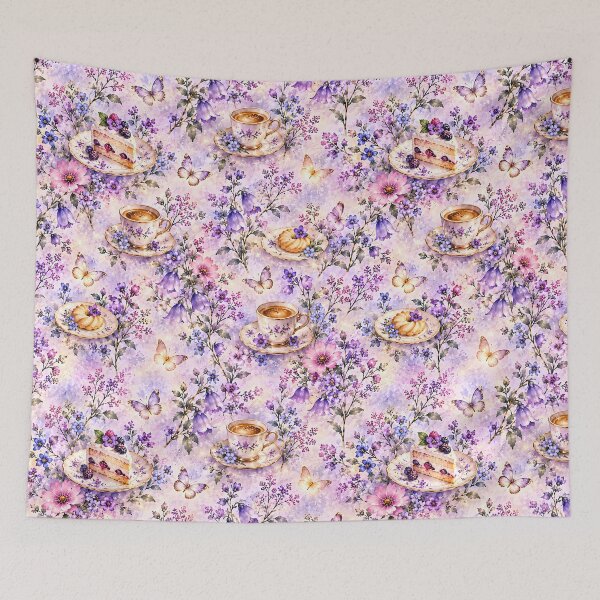 Item preview, Lavender Coffee Garden with Berry Cake and Butterflies designed and sold by Yeanishi.