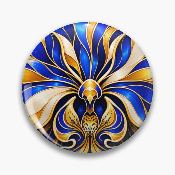 Item preview, Golden Blue Peacock Bloom designed and sold by NeuroArtGallery.