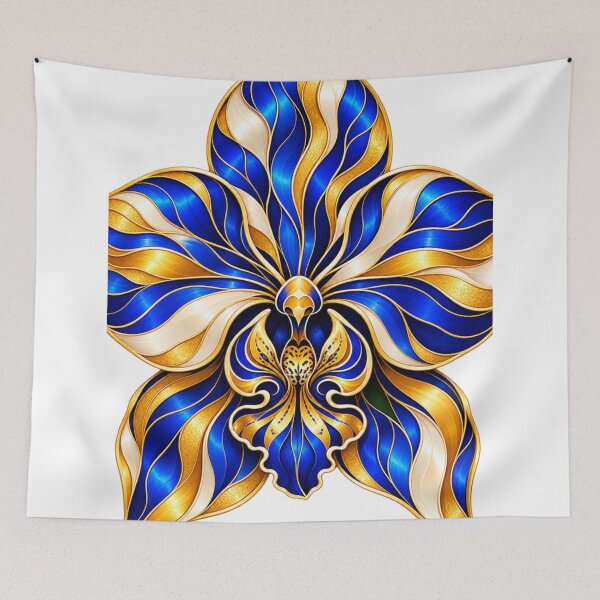 Item preview, Golden Blue Peacock Bloom designed and sold by NeuroArtGallery.