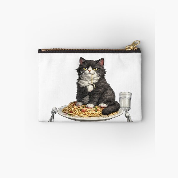 Item preview, Funny Black Cat Eating Spaghetti Plate designed and sold by UvooArt.