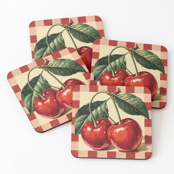 Item preview, Retro Cherries Checkerboard Illustration designed and sold by Hoity-Toity.