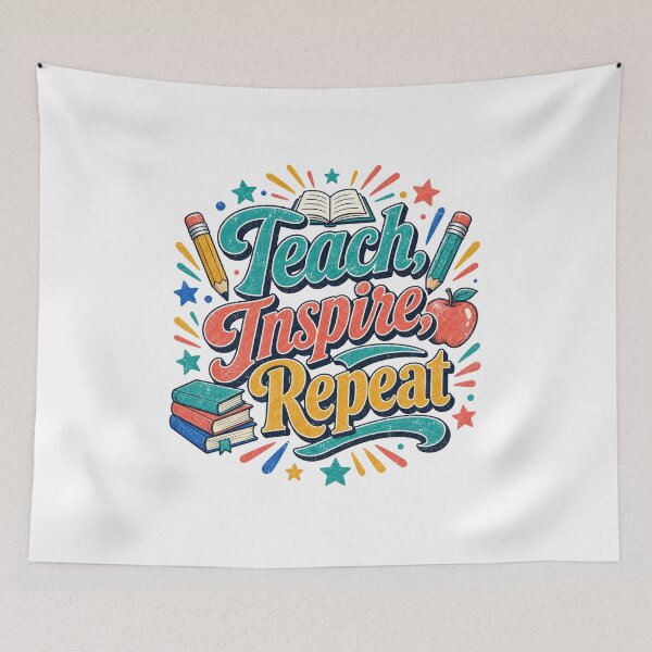 Item preview, Teacher Teach Inspire Repeat Motivational Slogan gift for Teachers and Educators designed and sold by LD ART.