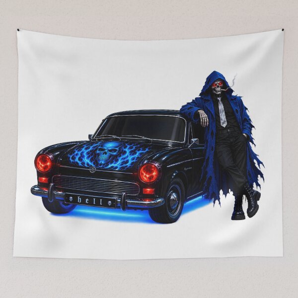 Item preview, skeleton and haunted black car designed and sold by natalik2024.