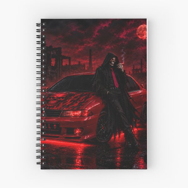 Item preview, skeleton and haunted red car background designed and sold by natalik2024.
