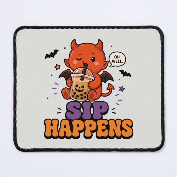 Item preview, Groovy Cute Devil Sip Happens - Funny Halloween Boba designed and sold by ianm1028.