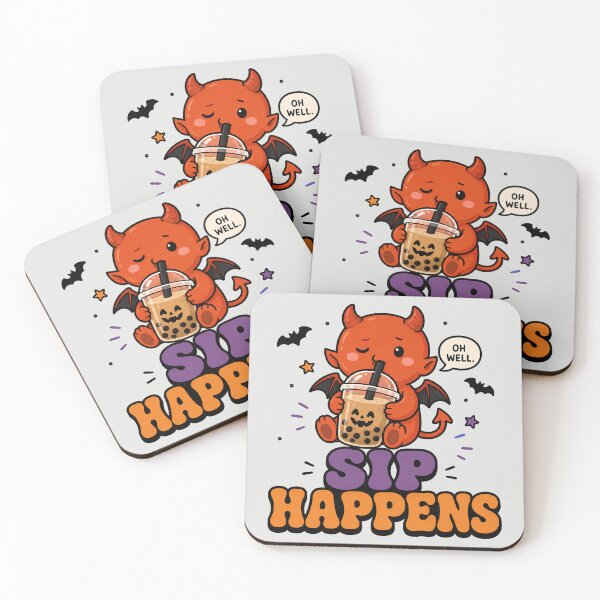 Item preview, Groovy Cute Devil Sip Happens - Funny Halloween Boba designed and sold by ianm1028.