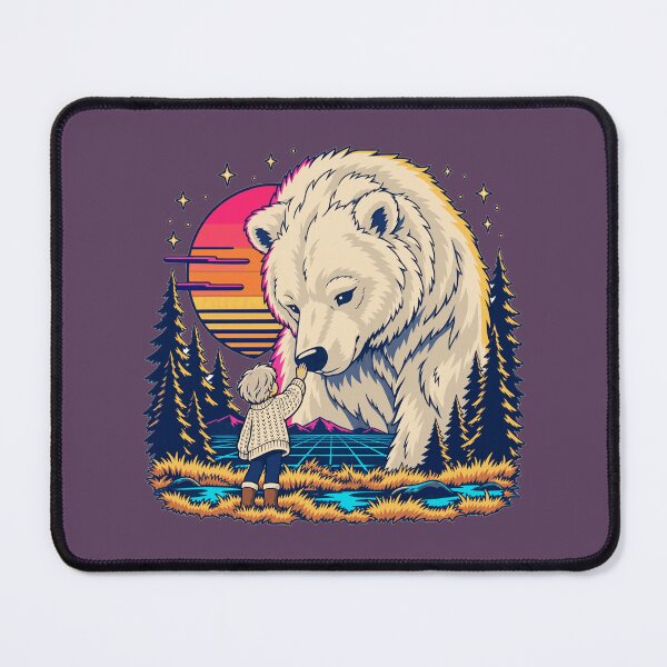 Item preview, Vintage Anime Gentle Giant Bear And Child With Retro Synthwave Sunset designed and sold by KungPowUnicorn.