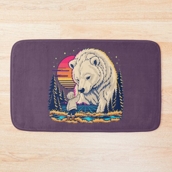 Item preview, Vintage Anime Gentle Giant Bear And Child With Retro Synthwave Sunset designed and sold by KungPowUnicorn.