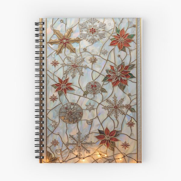 Item preview, Christmas Stained Glass Window of Poinsettias and Snowflakes designed and sold by BriSher.
