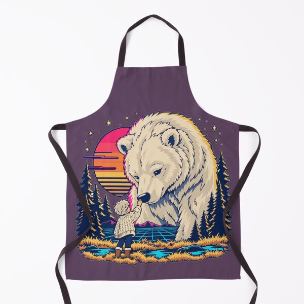 Item preview, Vintage Anime Gentle Giant Bear And Child With Retro Synthwave Sunset designed and sold by KungPowUnicorn.