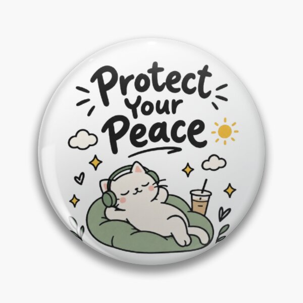 Item preview, Protect Your Peace Cute Cat Inspirational Mental Wellness Design designed and sold by EdgeSphere.