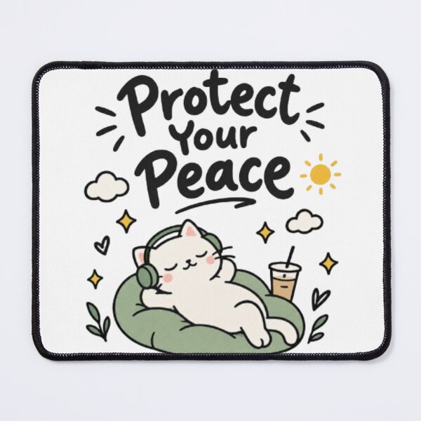 Item preview, Protect Your Peace Cute Cat Inspirational Mental Wellness Design designed and sold by EdgeSphere.