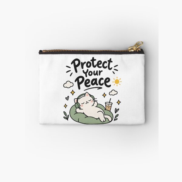 Item preview, Protect Your Peace Cute Cat Inspirational Mental Wellness Design designed and sold by EdgeSphere.