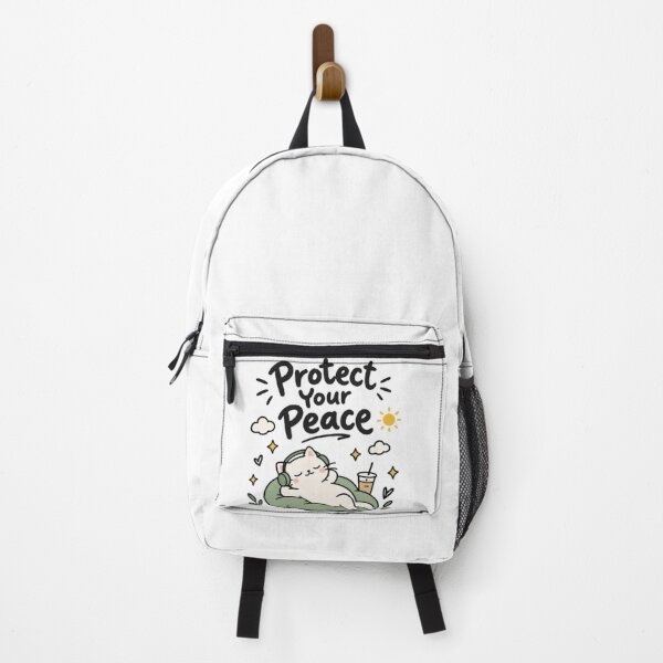 Item preview, Protect Your Peace Cute Cat Inspirational Mental Wellness Design designed and sold by EdgeSphere.