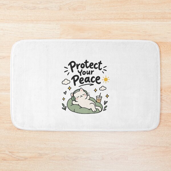 Item preview, Protect Your Peace Cute Cat Inspirational Mental Wellness Design designed and sold by EdgeSphere.