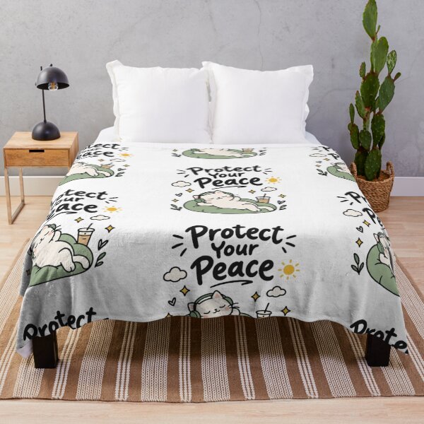 Item preview, Protect Your Peace Cute Cat Inspirational Mental Wellness Design designed and sold by EdgeSphere.