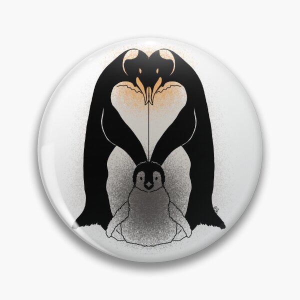 Item preview, Family of Penguins Heart Shape Line-art (Grey, White & Orange) designed and sold by Burnt_Pikachu.