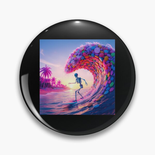 Item preview, Pastel Candy Wave Surfing Skeleton Graphic designed and sold by DeborahJRayner.