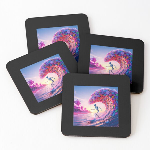 Item preview, Pastel Candy Wave Surfing Skeleton Graphic designed and sold by DeborahJRayner.