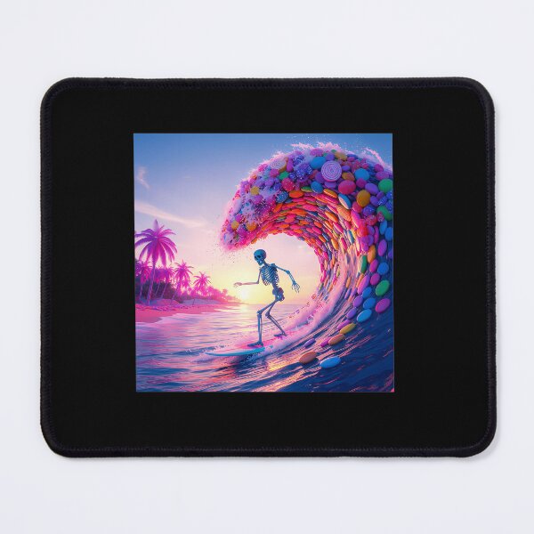 Item preview, Pastel Candy Wave Surfing Skeleton Graphic designed and sold by DeborahJRayner.