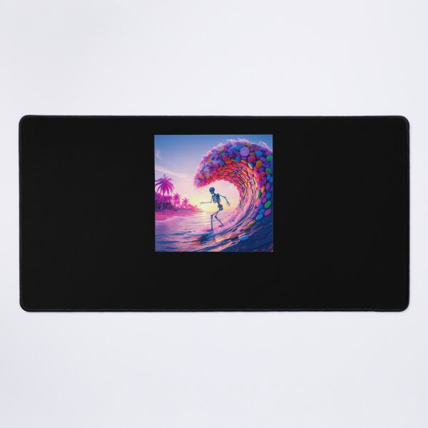 Item preview, Pastel Candy Wave Surfing Skeleton Graphic designed and sold by DeborahJRayner.