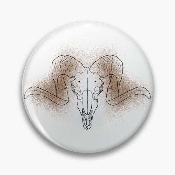 Item preview, Ram Skull Line-art (Brown & White) designed and sold by Burnt_Pikachu.