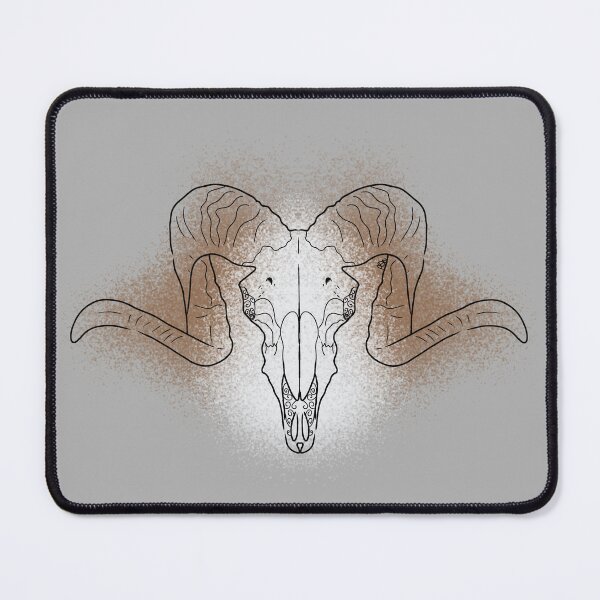 Item preview, Ram Skull Line-art (Brown & White) designed and sold by Burnt_Pikachu.