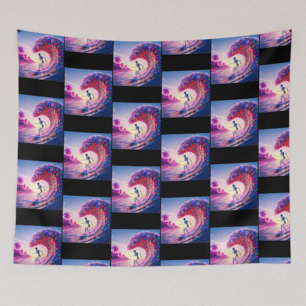 Item preview, Pastel Candy Wave Surfing Skeleton Graphic designed and sold by DeborahJRayner.