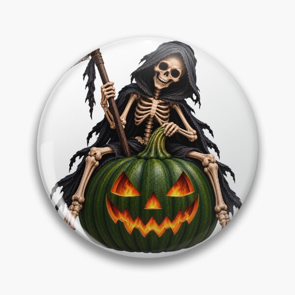 Item preview, spooky halloween skeleton on pumpkin designed and sold by natalik2024.