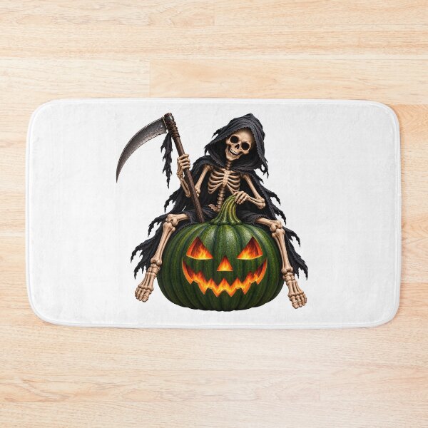 Item preview, spooky halloween skeleton on pumpkin designed and sold by natalik2024.