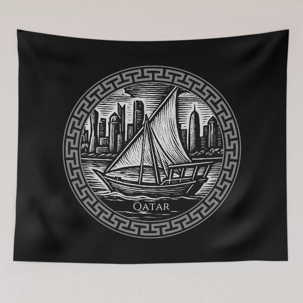 Item preview, Qatar Vintage Woodcut Art designed and sold by Thistle-TShop.