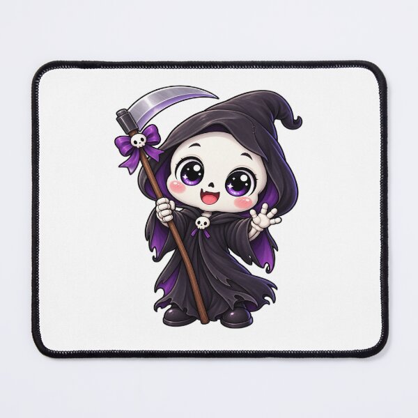 Item preview, Cute Kawaii Grim Reaper Halloween – Chibi Skeleton Reaper with Scythe designed and sold by Pixanova.